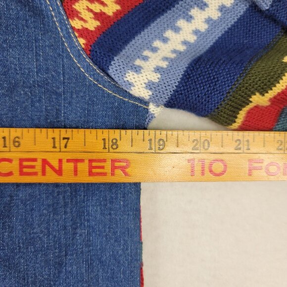 VTG Koret Denim Navajo Button-Up Med Southwest Knit Sleeves Boho Aztec Deadstock - Picture 8 of 9